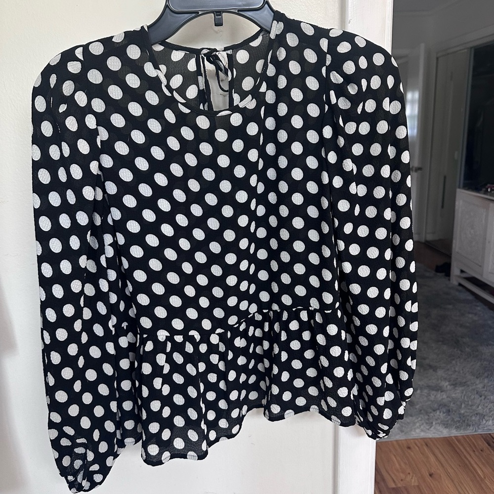 Express Black and White Polka Dot Blouse